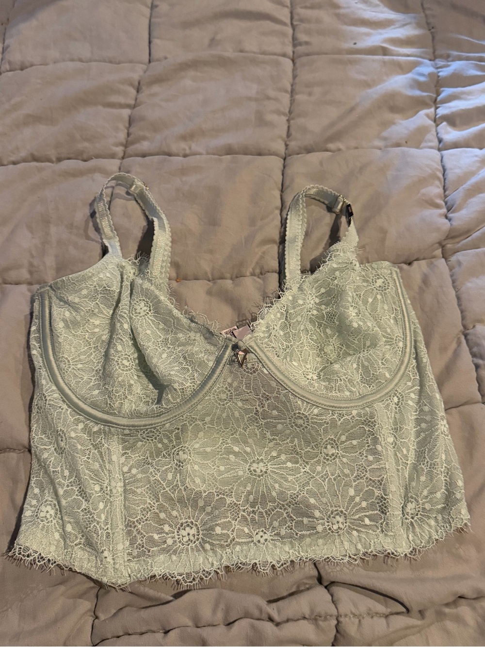 Victoria's Secret Mint Lace Longline Bra